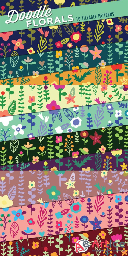 CreativeMarket - Floral Doodles Patterns