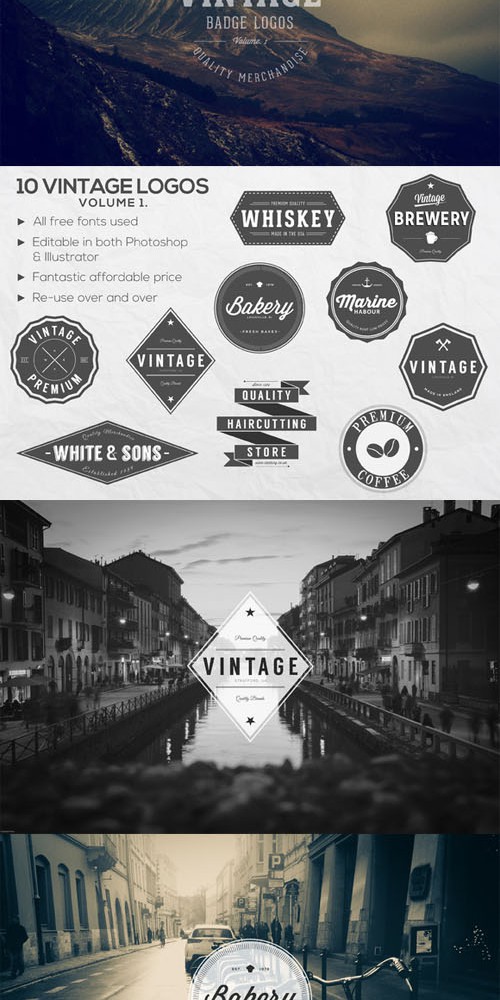 10 Vintage Logos Set 1