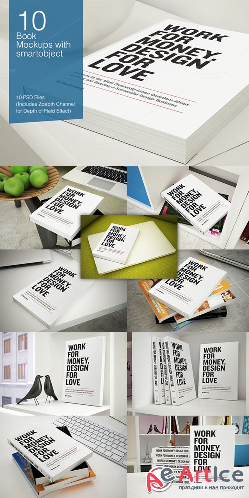 CreativeMarket - Book Mock-ups - 10 poses