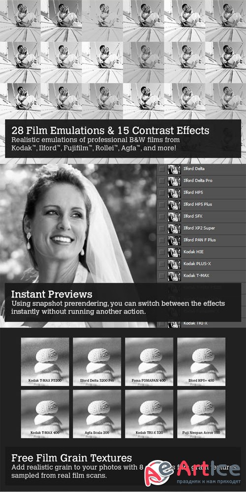 CreativeMarket - Silver - 28 Real B&W Film Emulations