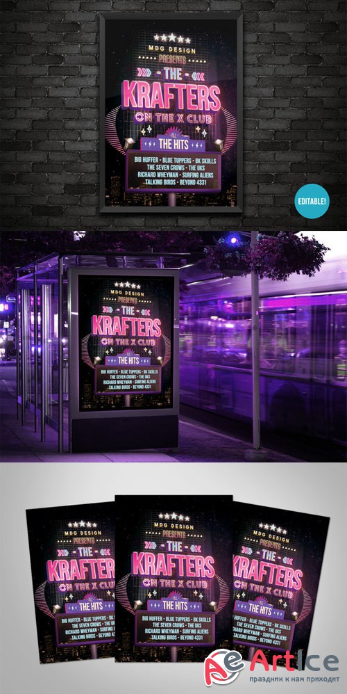 CreativeMarket - Neon Signboard Template Flyer 2