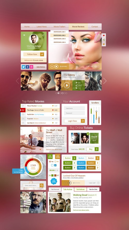 Red Carpet Ui Kit PSD