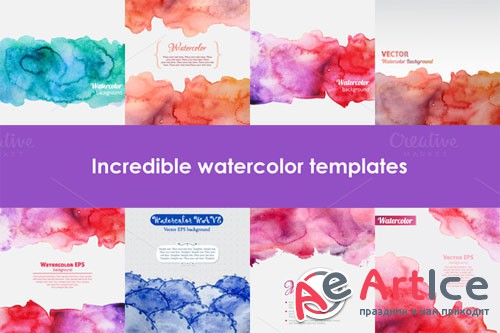 CreativeMarket - Set of watercolor templates