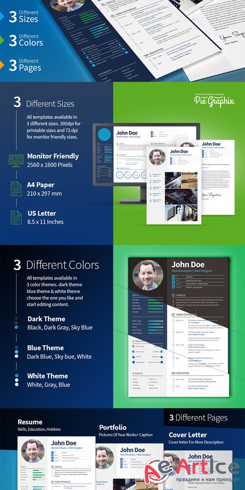 3 in 1 Resume Set (+ Screen Size) - CreativeMarket