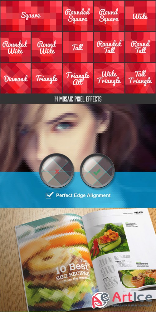 Pixelator - 14 Mosaic Pixel Effects - CreativeMarket