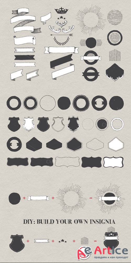 Creativemarket - Hand drawn badges & insignia 77286