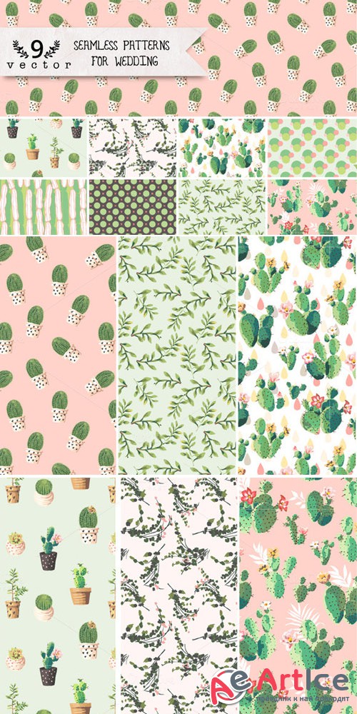 CreativeMarket - 9 Vector seamless patterns 69939