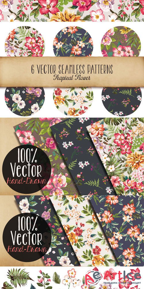 Creativemarket 89814 - Seamless tropical flowers Vol.3