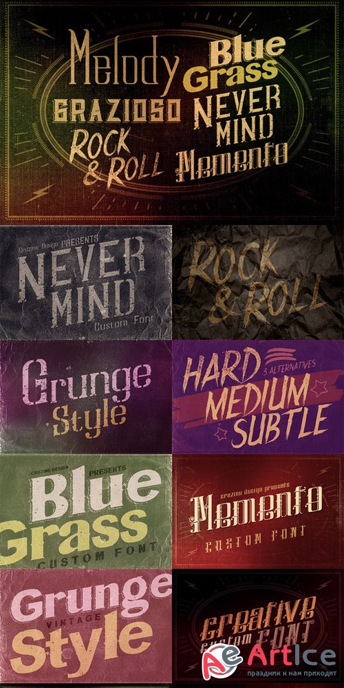 Creativemarket - 6 Custom Fonts in 1 Bundle 81809