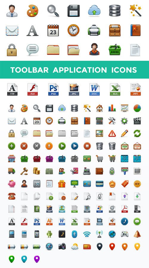 Toolbar Application Icon Set