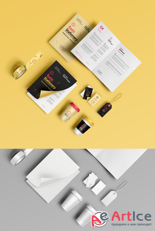 Basic Stationery Branding Vol 4 - PSD Mock-Up Template