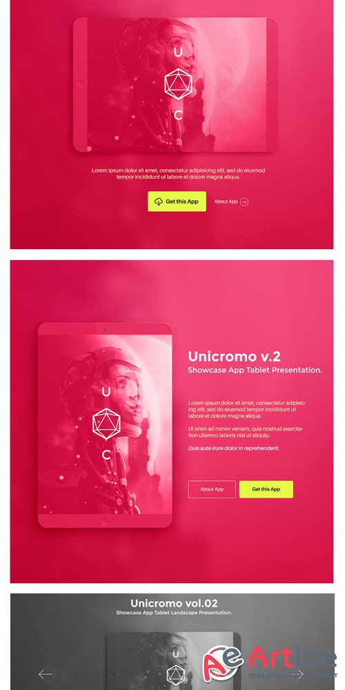 PSD App Tablet Showcase Presentation - Unicromo Vol.2