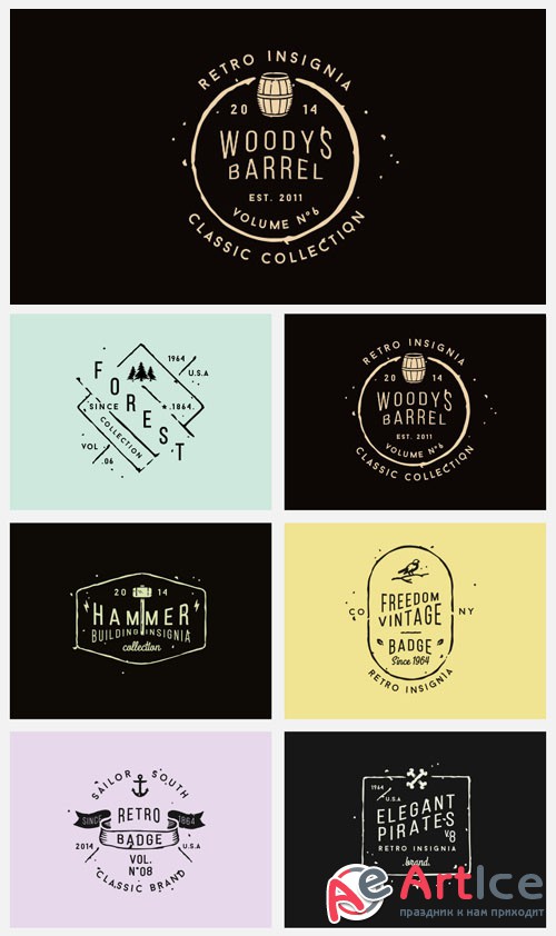 Vector Vintage Badges PSD Presentation Vol.6