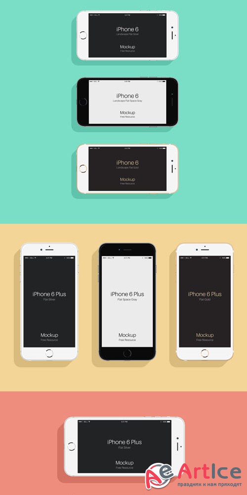 Flat Psd iPhone 6 & 6S Mockup