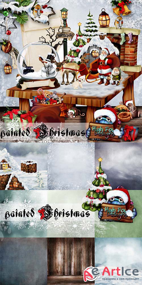 Scrap - Painted Christmas PNG and JPG