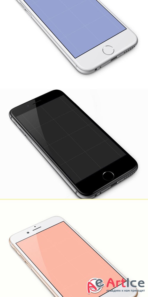 Black, White and Gold iPhone 6 PSD Templates