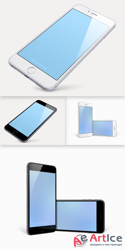 Perspective and Combined iPhone 6 Plus PSD Templates