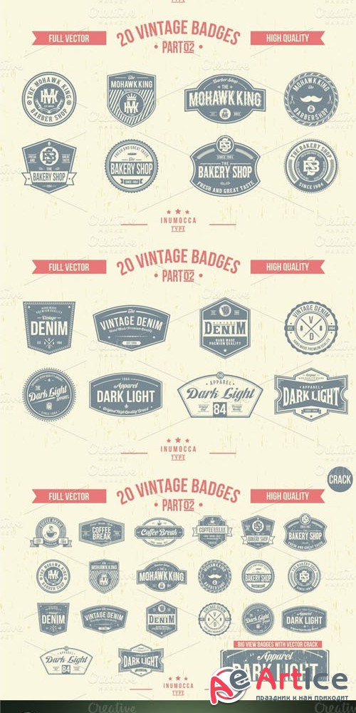 2O Vintage Badges (CLEAR & CRACK) 02 - Creativemarket 15730