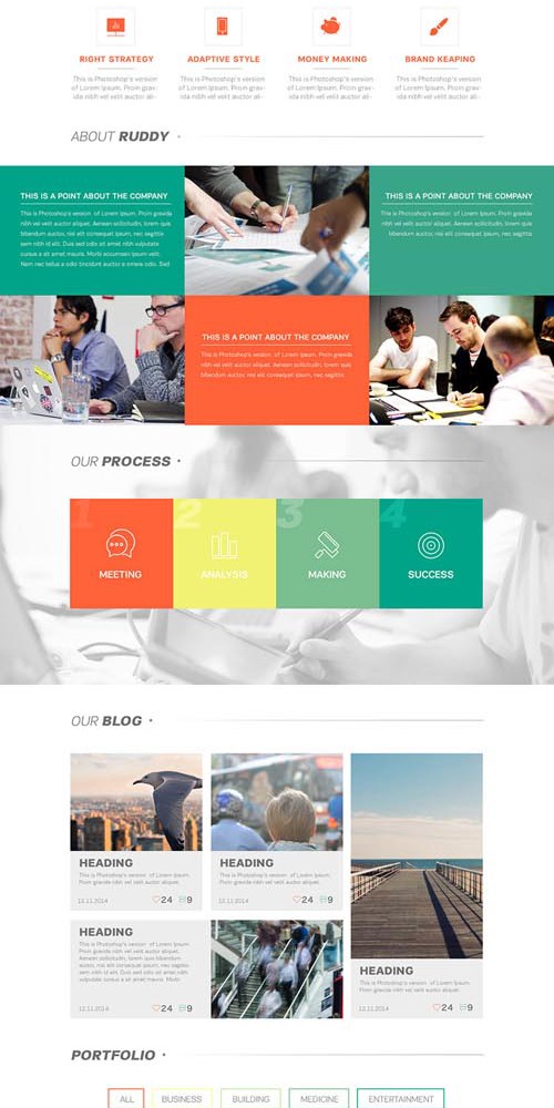 Clean One Page Website Theme PSD