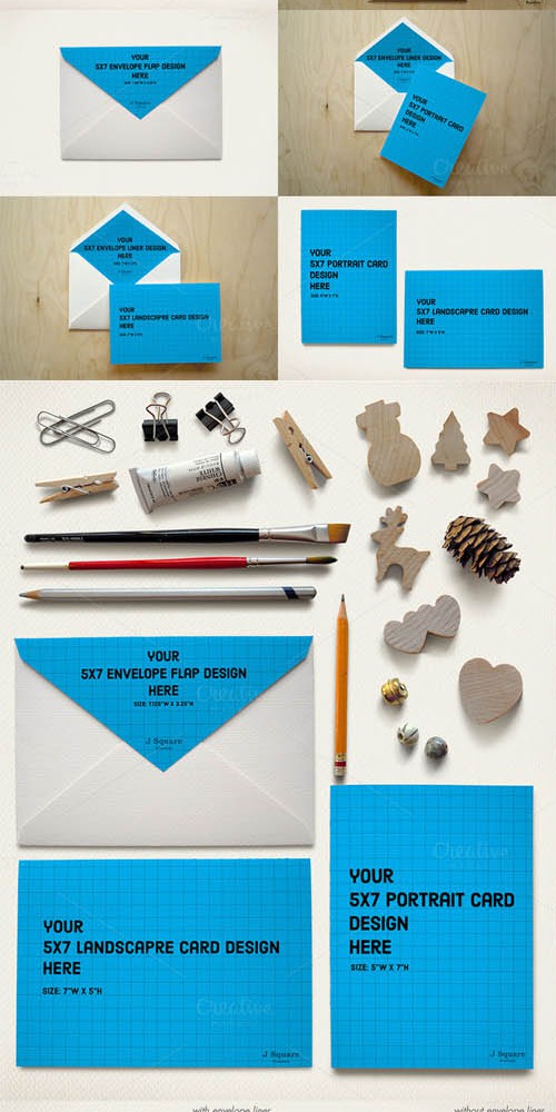 5x7 Card Envelope Objects Mock Up