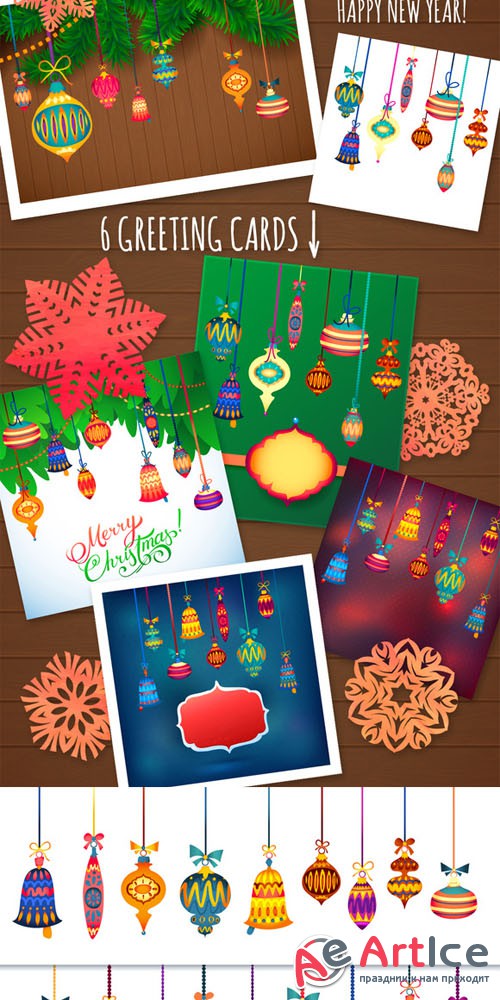 Merry Christmas Cards - Creativemarket 132482