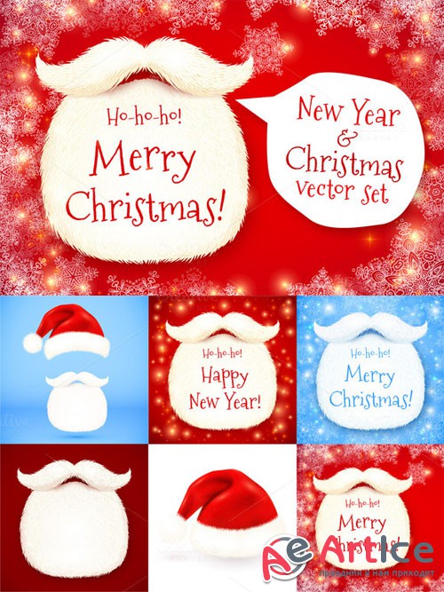 Santa's beard vector Christmas set - Creativemarket 126122