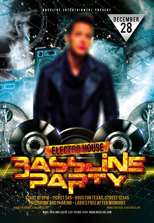 Club Flyer PSD Template - Bassline Party