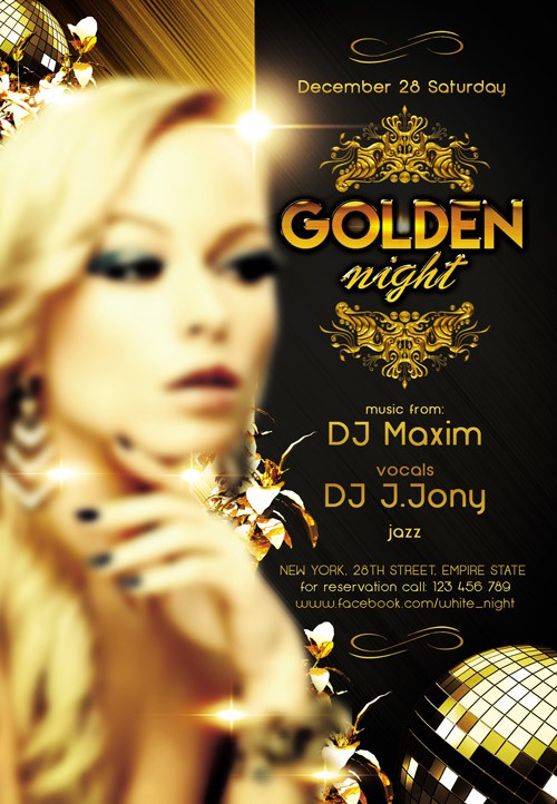 Flyer PSD Template - Golden night