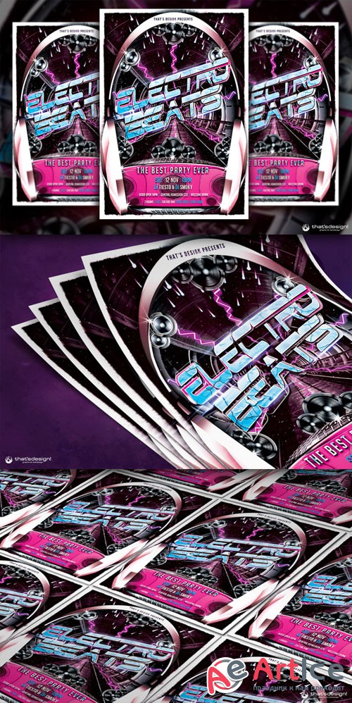 Electro Beats Flyer Template - Creativemarket 89509