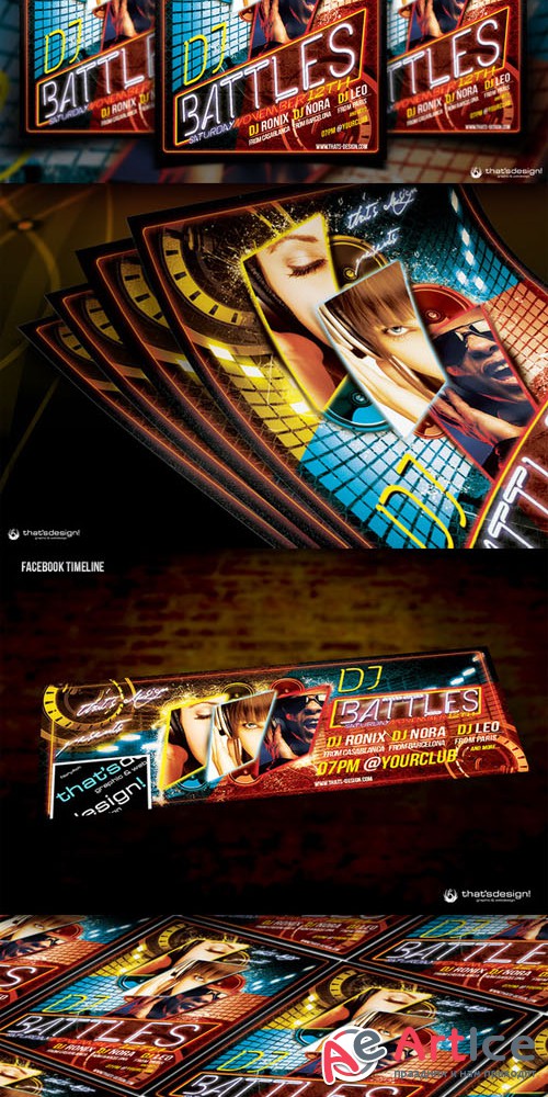 DJ Battle Flyer Template - Creativemarket 90484