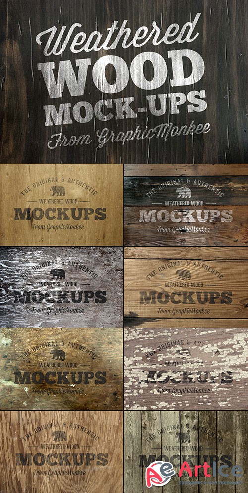 15 Weathered Wood Texture Mock-Ups