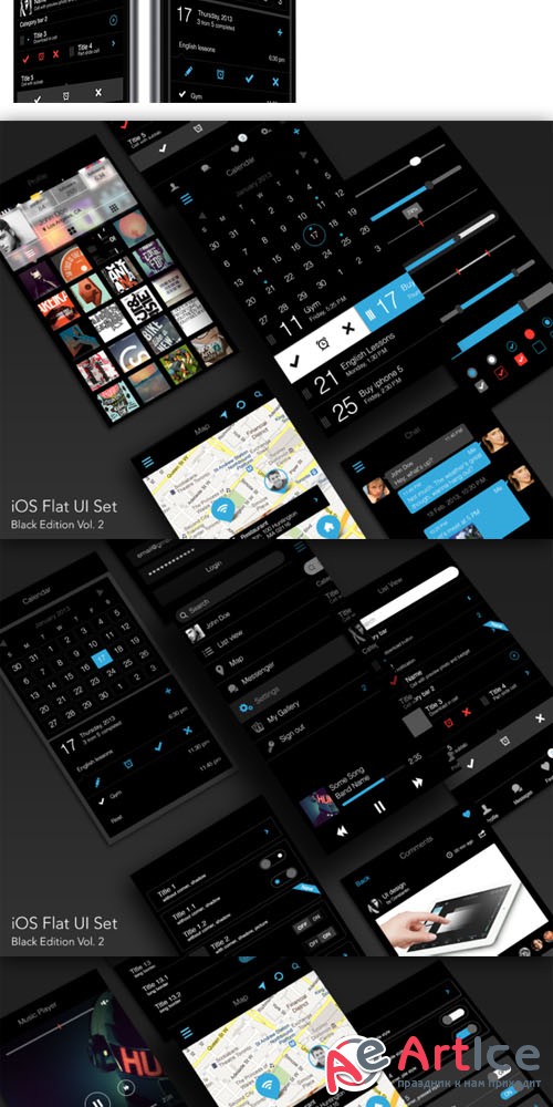 iOS Flat UI Set Black Edition Vol. 2 - CM 87585