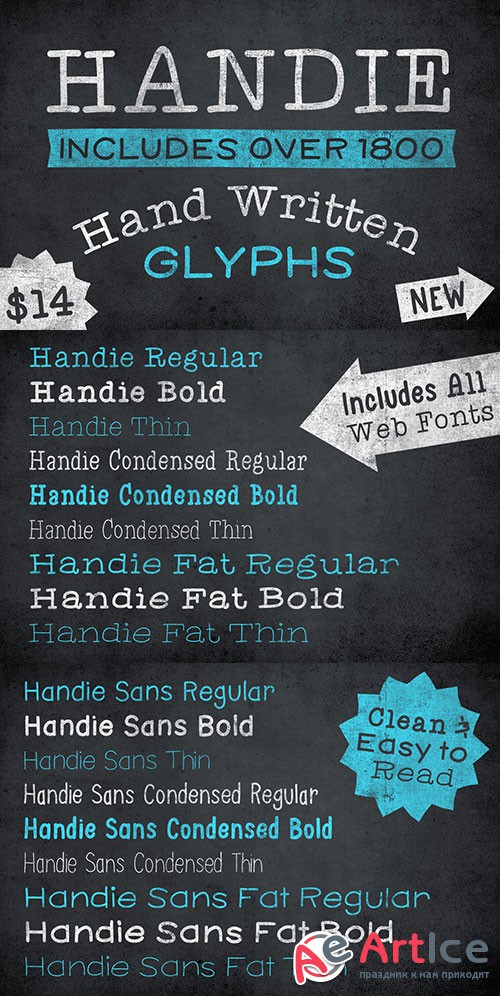 Handie Fonts - Over 1800 Glyphs