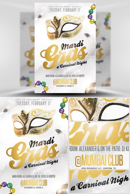 Golden Mardi Gras Flyer Template