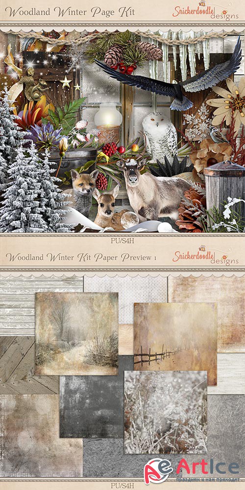 Scrap - Woodland Winter JPG and PNG