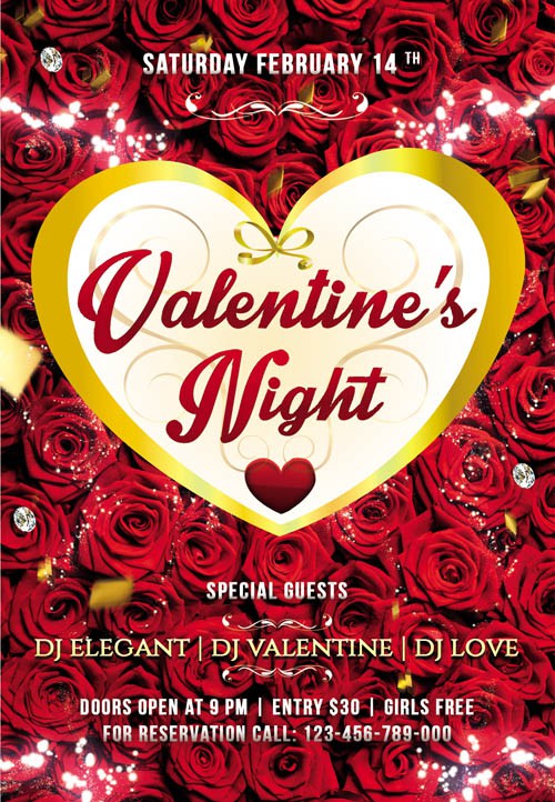 Flyer PSD Template - Valentines Night Party