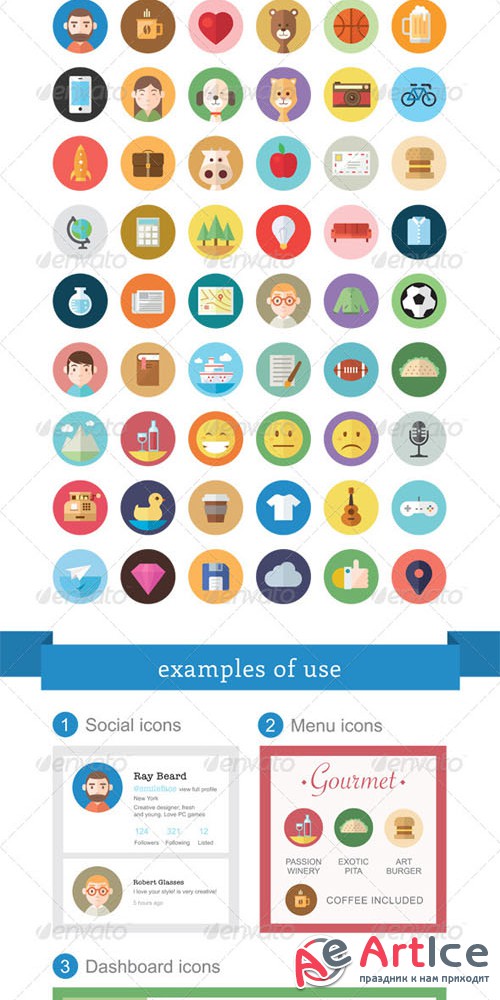 Graphicriver - 54 Illustrated Flat Icons 5947600