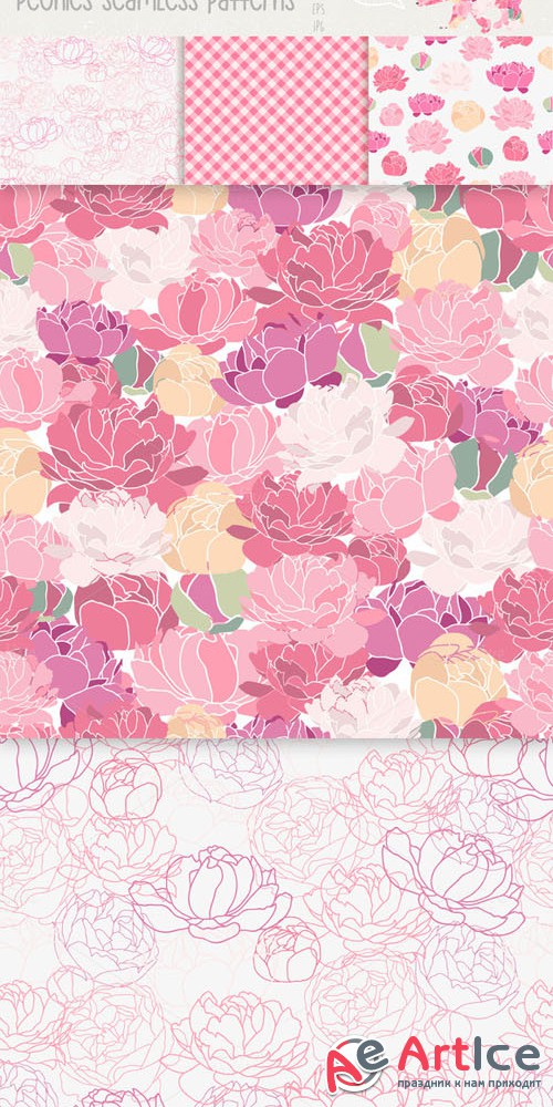 Peonies seamless patterns - CM 62795