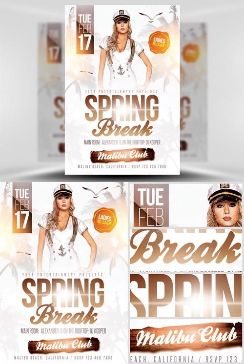 White Spring Break Flyer Template