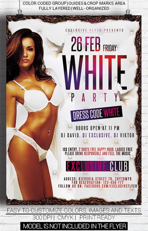 Flyer Template PSD - White Party