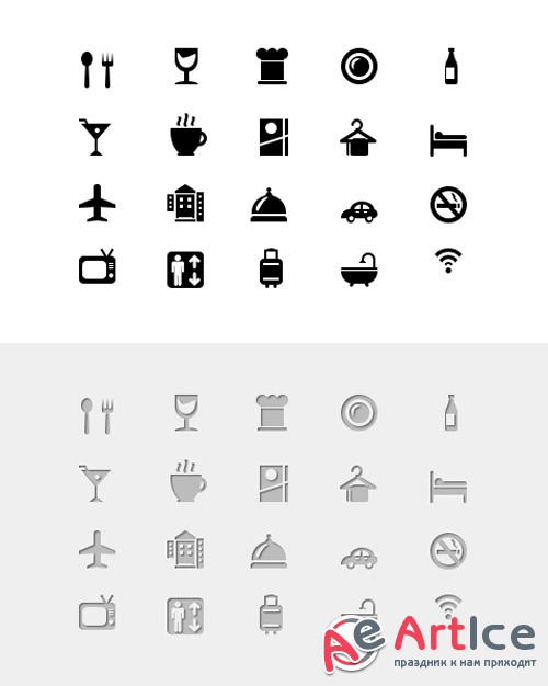 20 Hotel And Restaurant Glyph Icons (Vector PSD) - GraphicsFuel