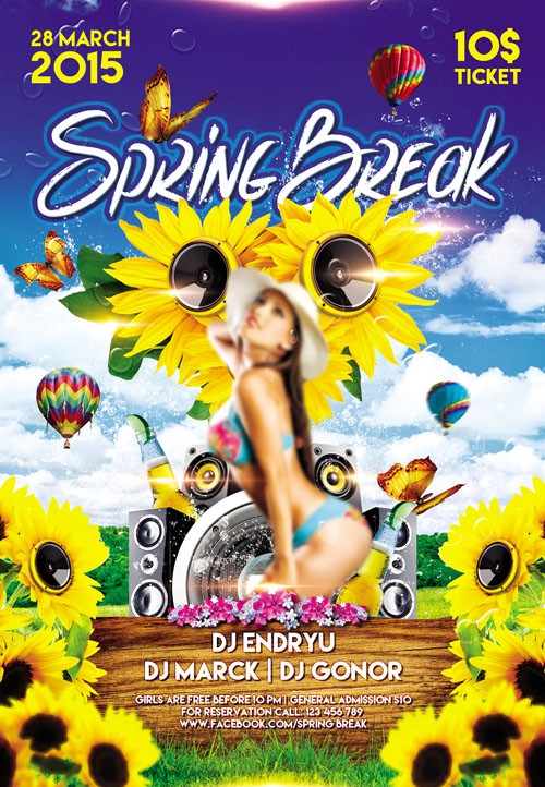 Club Flyer PSD Template - Spring Break