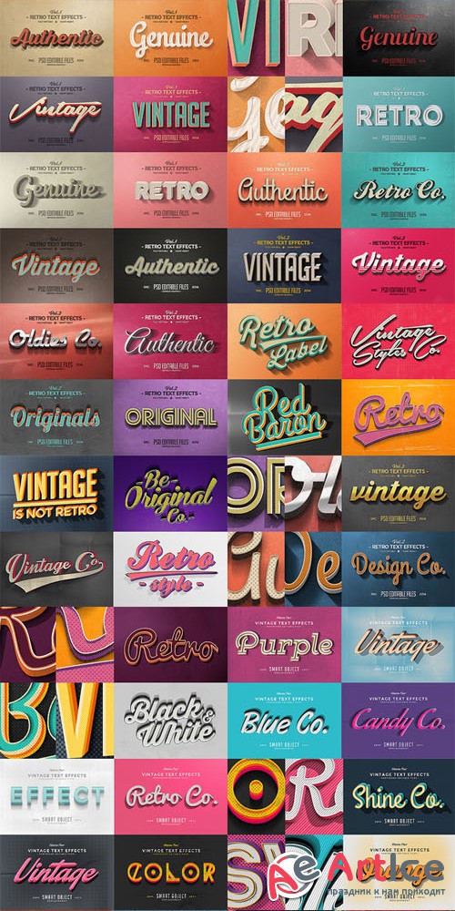 50 Vintage Text Effects Bundle - CM 200892