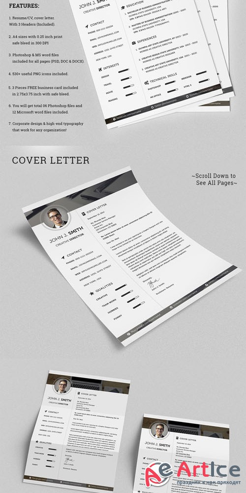 Creative Job Resume CV Template - Creativemarket 138745