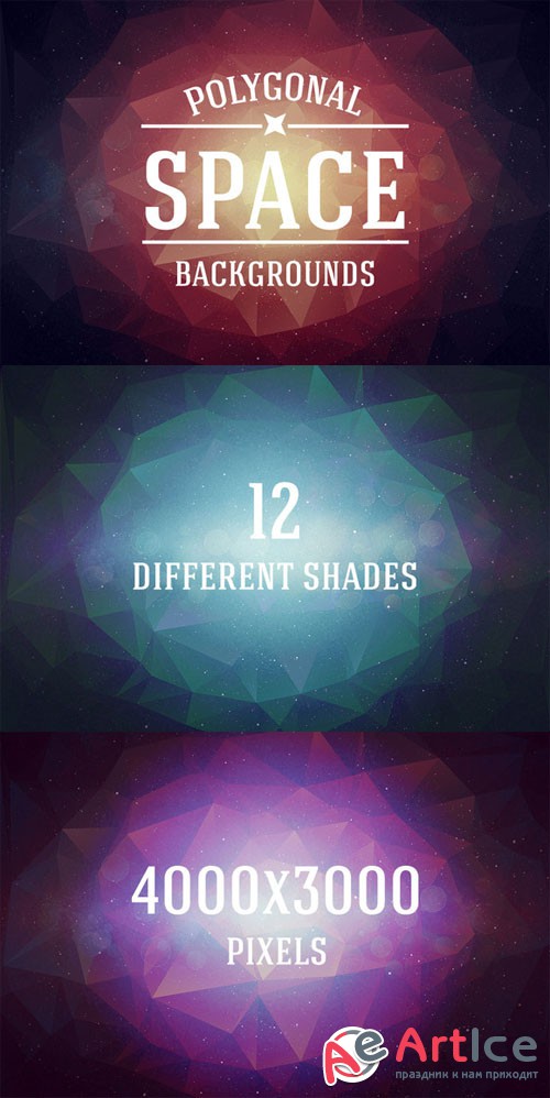 Retro Space Polygonal Backgrounds - Creativemarket 205934