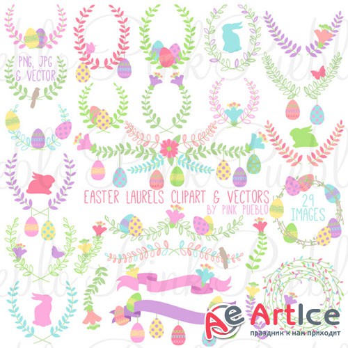 Easter Laurels Clipart and Vectors - Creativemarket 211111