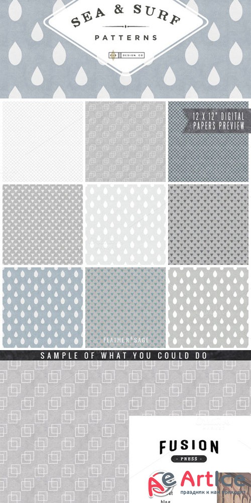 (Seamless) Sea & Surf Patterns - Creativemarket 38743