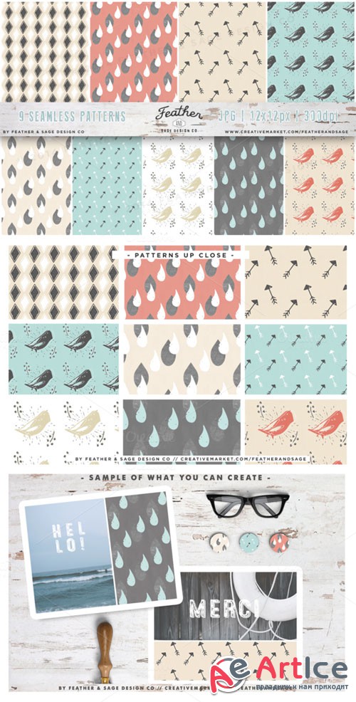 (Seamless) Woodlands Pattern Set V.3 - Creativemarket 162494