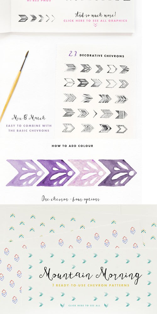 Vector Watercolour Chevron Pack