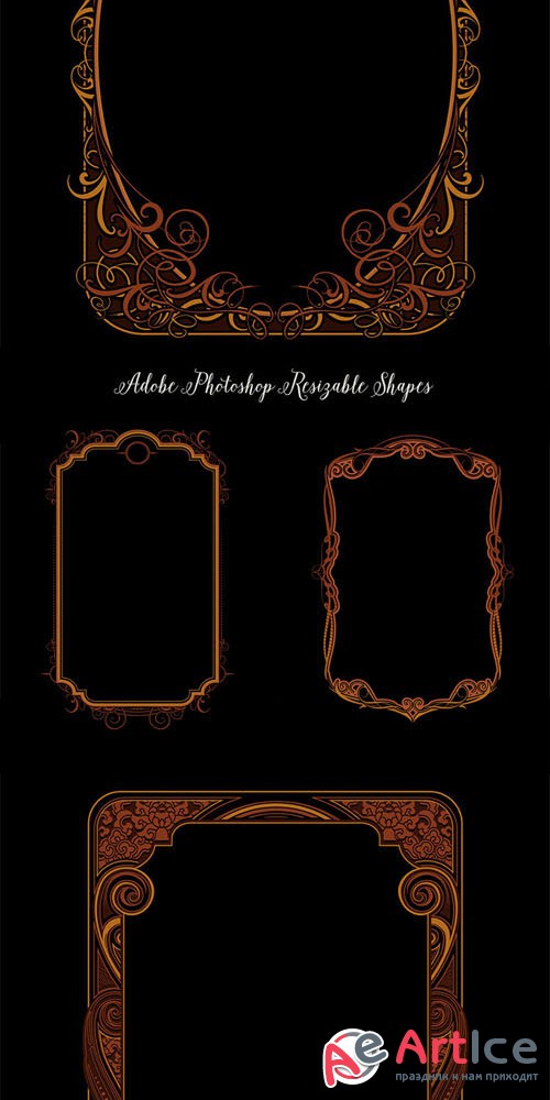 4 Ornamental Vintage Style Frames PSD Templates